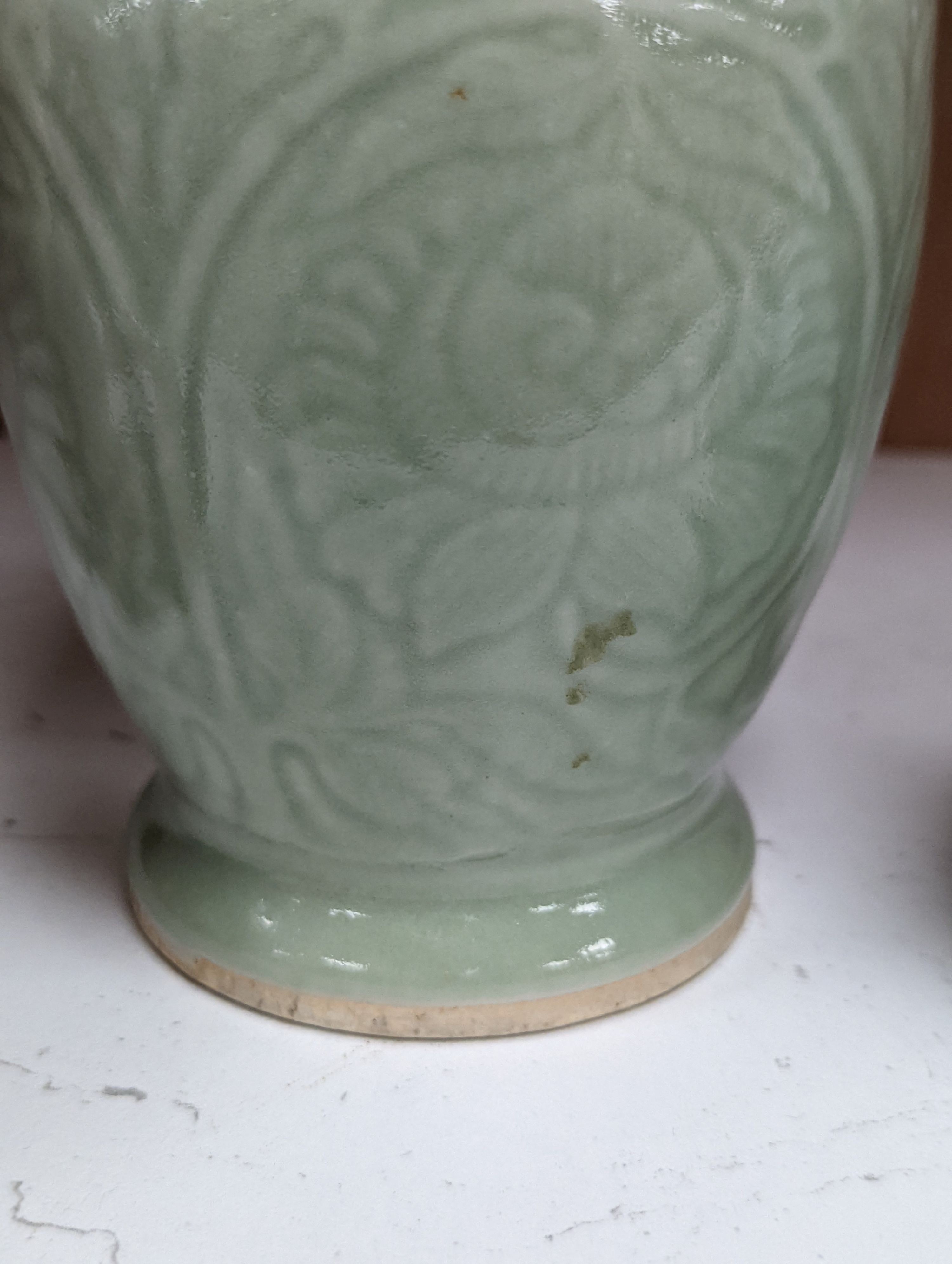 Three 19th Chinese monochrome glazed vases, with sang de boeuf, celadon and turquoise crackle glaze, tallest 21 cm
